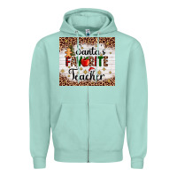 Seafoam santa's favorite teacher Zipper Hoodie - AdoDesignShop