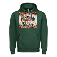 Sports Green santa's favorite teacher Zipper Hoodie - AdoDesignShop