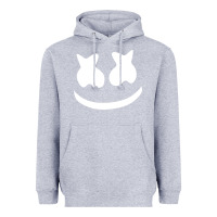Heather Grey mello face Heavyweight Hoodie - linhVisuals