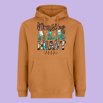 Nursing Is A Work Of Heart Heavyweight Hoodie Designed By Jahusdesignshop