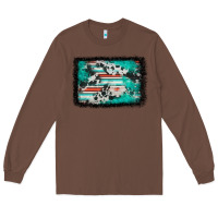 Chestnut western serape cowhide turquoise glitter Long Sleeve Tee - FaDigitalArtStudio