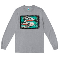 Heather Grey western serape cowhide turquoise glitter Long Sleeve Tee - FaDigitalArtStudio