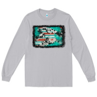Western Serape Cowhide Turquoise Glitter Long Sleeve Tee | Teevron