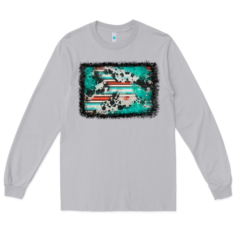 Western Serape Cowhide Turquoise Glitter Long Sleeve Tee by FaDigitalArtStudio | Teevron