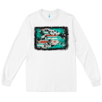 White western serape cowhide turquoise glitter Long Sleeve Tee - FaDigitalArtStudio