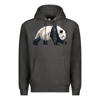 Charcoal Heather walking panda Premium Hoodie - LillyAllenDesigns
