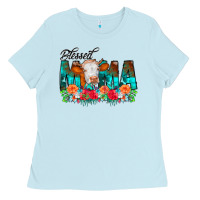 Baby Blue Blessed Mama Flowers Cow Ladies Tee - CowCowDesign