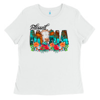 White Blessed Mama Flowers Cow Ladies Tee - CowCowDesign