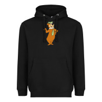 Black Yogi Bear Heavyweight Hoodie - linhVisuals