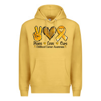 Antique Gold peace love cure childhood cancer Premium Hoodie - Jasminsmagicworld