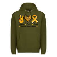 Army Green peace love cure childhood cancer Premium Hoodie - Jasminsmagicworld