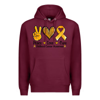 Burgundy peace love cure childhood cancer Premium Hoodie - Jasminsmagicworld