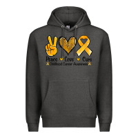 Charcoal Heather peace love cure childhood cancer Premium Hoodie - Jasminsmagicworld