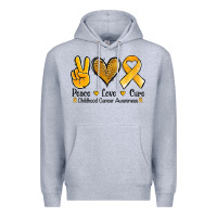 Heather Grey peace love cure childhood cancer Premium Hoodie - Jasminsmagicworld