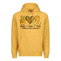 Mustard peace love cure childhood cancer Premium Hoodie - Jasminsmagicworld