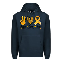 Navy peace love cure childhood cancer Premium Hoodie - Jasminsmagicworld