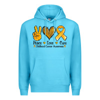 Ocean Blue peace love cure childhood cancer Premium Hoodie - Jasminsmagicworld