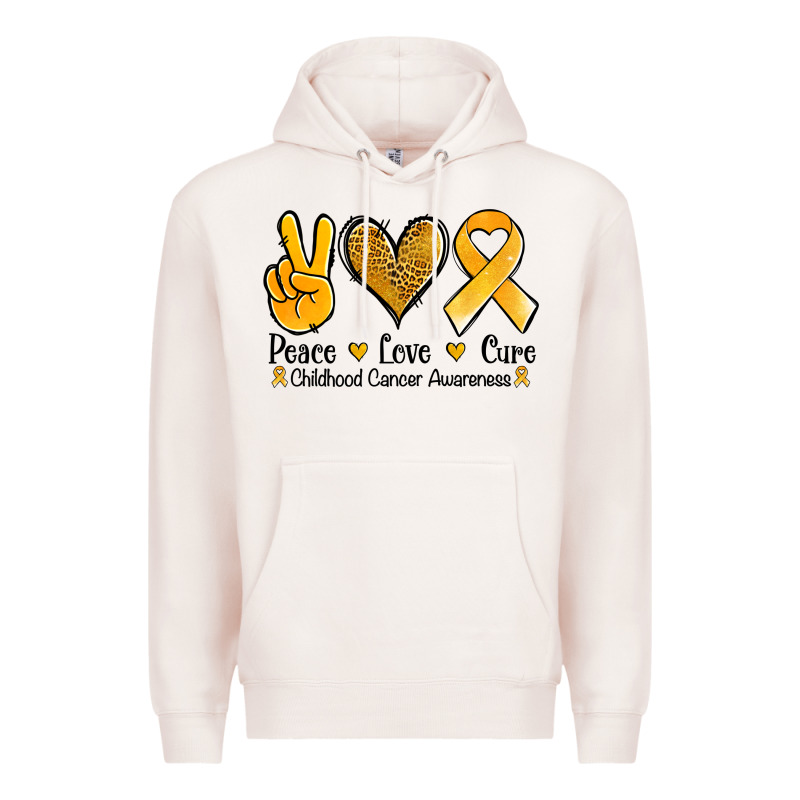 Peace Love Cure Childhood Cancer Premium Hoodie by Jasminsmagicworld | Teevron