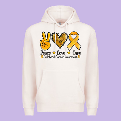 Peace Love Cure Childhood Cancer Premium Hoodie Designed By Jasminsmagicworld