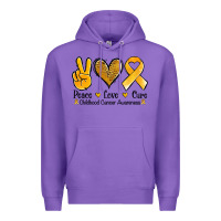 Purple peace love cure childhood cancer Premium Hoodie - Jasminsmagicworld