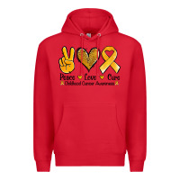 Red peace love cure childhood cancer Premium Hoodie - Jasminsmagicworld