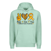 Seafoam peace love cure childhood cancer Premium Hoodie - Jasminsmagicworld