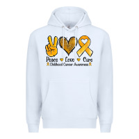 White peace love cure childhood cancer Premium Hoodie - Jasminsmagicworld