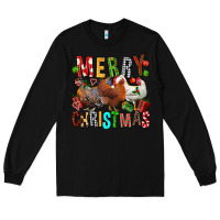 Black Merry christmas chickens Long Sleeve Tee - FaDigitalArtStudio