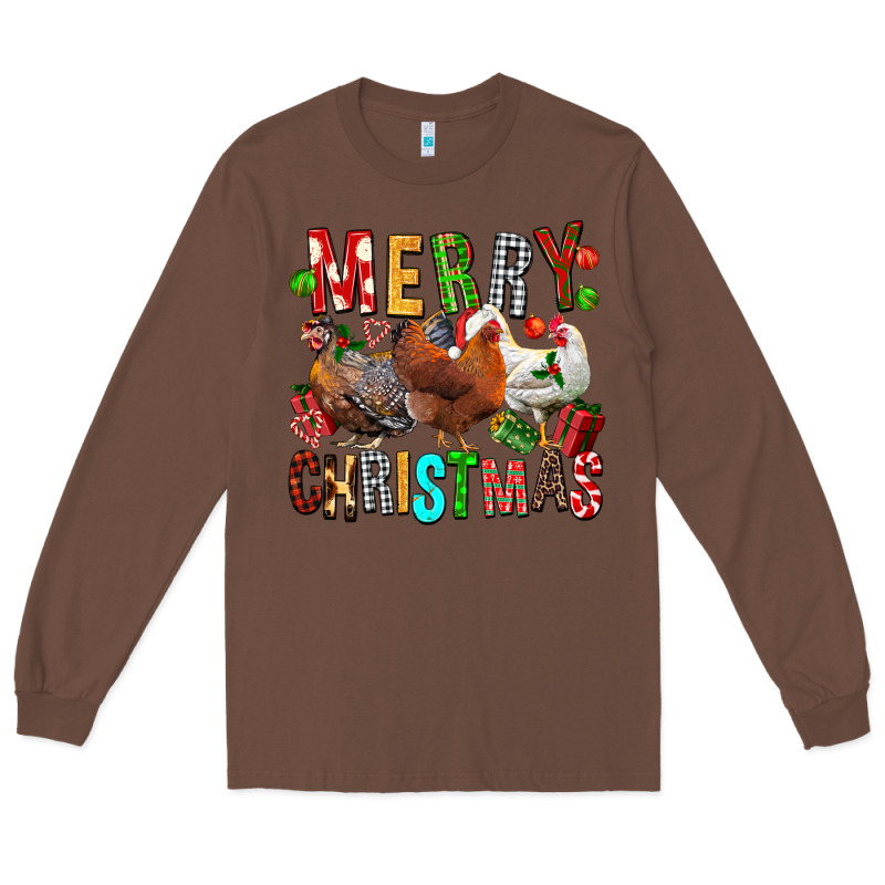 Merry Christmas Chickens Long Sleeve Tee by FaDigitalArtStudio | Teevron