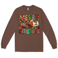 Chestnut Merry christmas chickens Long Sleeve Tee - FaDigitalArtStudio