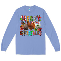 Colony Blue Merry christmas chickens Long Sleeve Tee - FaDigitalArtStudio