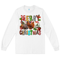 White Merry christmas chickens Long Sleeve Tee - FaDigitalArtStudio