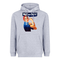 Heather Grey rosie the riveter poster we can do it feminist retro Heavyweight Hoodie - linhVisuals