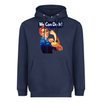 Navy rosie the riveter poster we can do it feminist retro Heavyweight Hoodie - linhVisuals