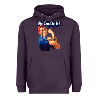 Plum rosie the riveter poster we can do it feminist retro Heavyweight Hoodie - linhVisuals