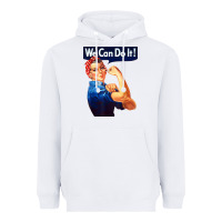 White rosie the riveter poster we can do it feminist retro Heavyweight Hoodie - linhVisuals