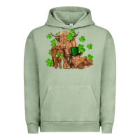 Pigment Oil Green st patrick's day cow family Urban Hoodie - RanaPortraitStore