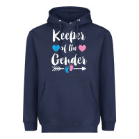 Navy keeper of the gender reveal tee shirt girl or boy blue pink Heavyweight Hoodie - linhVisuals