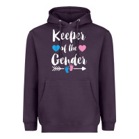 Plum keeper of the gender reveal tee shirt girl or boy blue pink Heavyweight Hoodie - linhVisuals