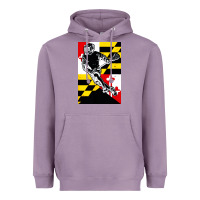 Lavender lacrosse player maryland flag lax lacrosse stick retro Heavyweight Hoodie - linhVisuals