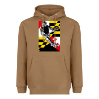 Toasted Coconut lacrosse player maryland flag lax lacrosse stick retro Heavyweight Hoodie - linhVisuals