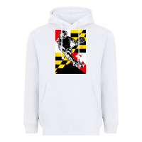 White lacrosse player maryland flag lax lacrosse stick retro Heavyweight Hoodie - linhVisuals
