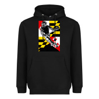 Black lacrosse player maryland flag lax lacrosse stick retro Heavyweight Hoodie - linhVisuals