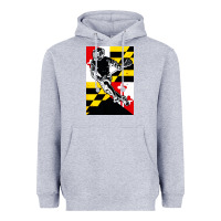 Heather Grey lacrosse player maryland flag lax lacrosse stick retro Heavyweight Hoodie - linhVisuals