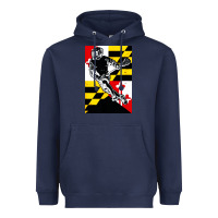 Navy lacrosse player maryland flag lax lacrosse stick retro Heavyweight Hoodie - linhVisuals