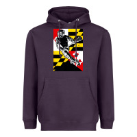 Plum lacrosse player maryland flag lax lacrosse stick retro Heavyweight Hoodie - linhVisuals