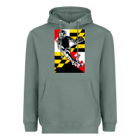 Sage lacrosse player maryland flag lax lacrosse stick retro Heavyweight Hoodie - linhVisuals