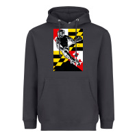 Smoke lacrosse player maryland flag lax lacrosse stick retro Heavyweight Hoodie - linhVisuals