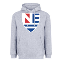 Heather Grey new england college shield vectorized Heavyweight Hoodie - linhVisuals