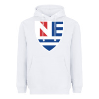 White new england college shield vectorized Heavyweight Hoodie - linhVisuals